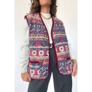 MASTER Sportswear Quilted Aztec Fleece Vest Women's Size Medium‎ Made in Italy